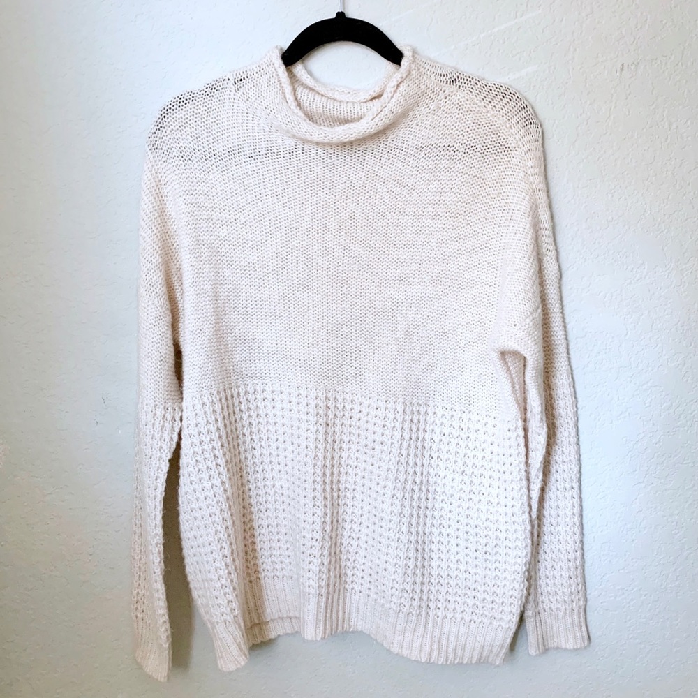 American Eagle Cream Knit Cozy Mock neck Sweater